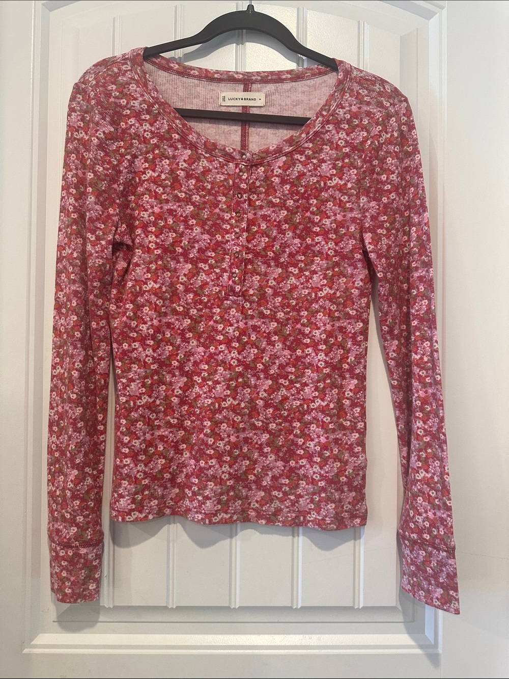 Lucky Brand Rose Floral Long-Sleeve Henley